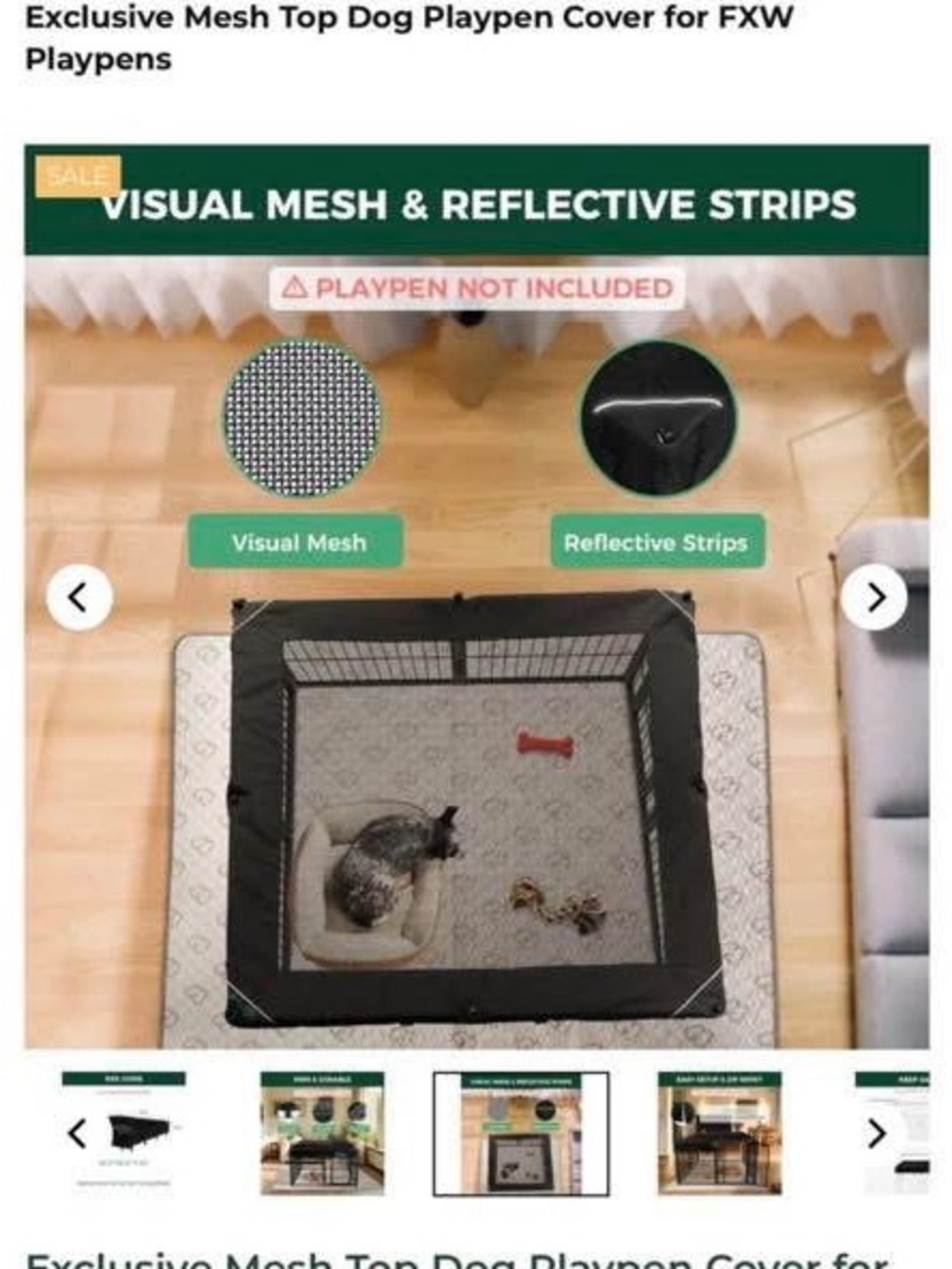 Compatible Mesh Top Playpen Cover - Black